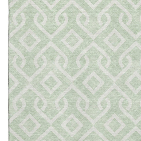 HomeRoots 5' X 8' Stylish Mint Green Geometric Area Rug - Washable, UV Protected, Perfect for Busy Homes! 652529
