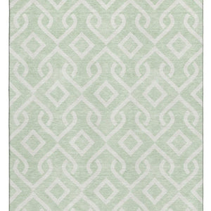 HomeRoots 5' X 8' Stylish Mint Green Geometric Area Rug - Washable, UV Protected, Perfect for Busy Homes! 652529