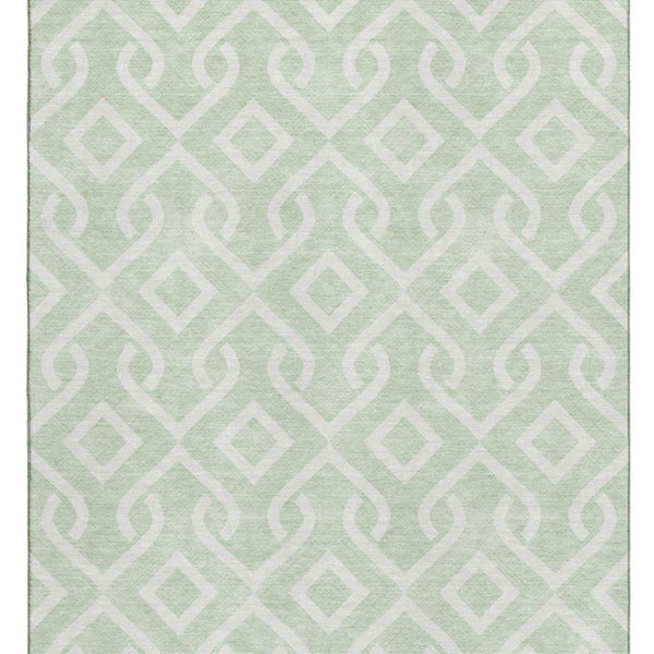 HomeRoots 5' X 8' Stylish Mint Green Geometric Area Rug - Washable, UV Protected, Perfect for Busy Homes! 652529
