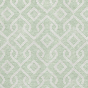 HomeRoots 8' X 10' Stylish Mint Green & Ivory Geometric Area Rug with Stain Resistance & UV Protection 652531