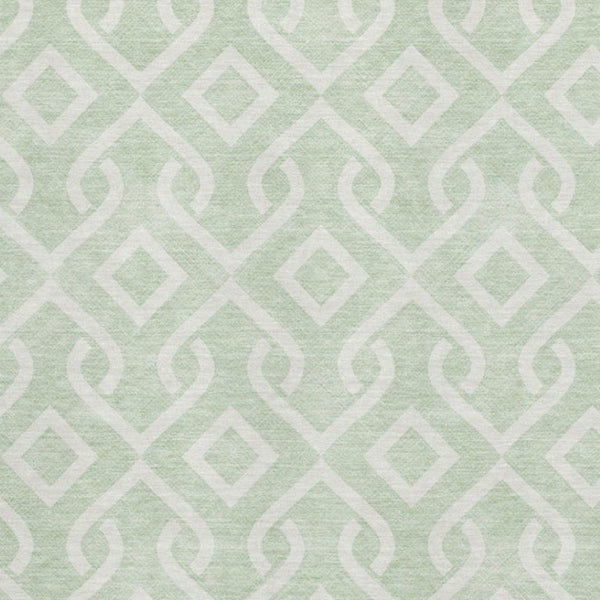 HomeRoots 8' X 10' Stylish Mint Green & Ivory Geometric Area Rug with Stain Resistance & UV Protection 652531