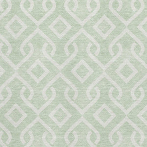 HomeRoots 9' X 12' Mint Green Ivory Geometric Area Rug - Washable, UV Protected, Durable for Indoor & Outdoor Use 652532