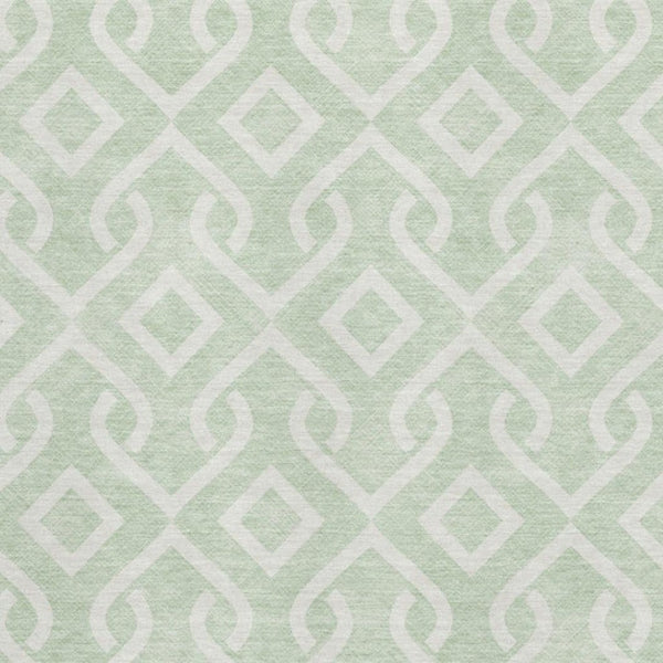 HomeRoots 9' X 12' Mint Green Ivory Geometric Area Rug - Washable, UV Protected, Durable for Indoor & Outdoor Use 652532