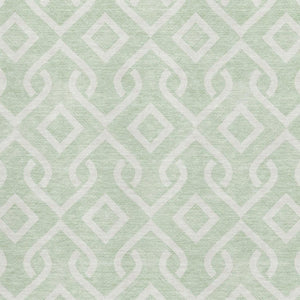 HomeRoots 10' X 14' Mint Green & Ivory Geometric Washable Area Rug - UV Protected, Stain Resistant, Durable Design 652533