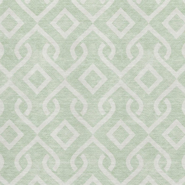 HomeRoots 10' X 14' Mint Green & Ivory Geometric Washable Area Rug - UV Protected, Stain Resistant, Durable Design 652533