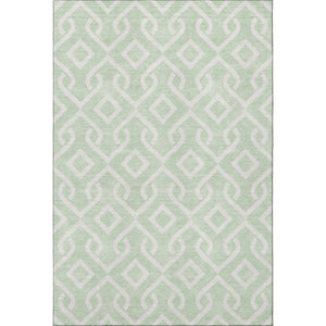 HomeRoots 10' X 14' Mint Green & Ivory Geometric Washable Area Rug - UV Protected, Stain Resistant, Durable Design 652533