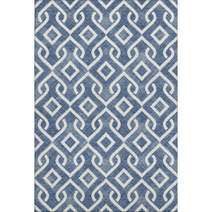 HomeRoots 9' X 12' Navy Blue Geometric Area Rug - Washable, UV Protected, Stain-Resistant, Durable & Stylish 652538