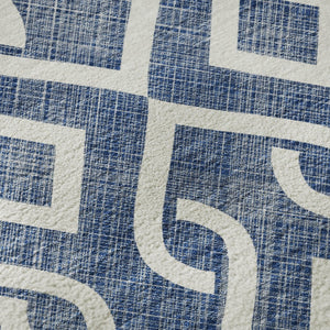 HomeRoots 9' X 12' Navy Blue Geometric Area Rug - Washable, UV Protected, Stain-Resistant, Durable & Stylish 652538