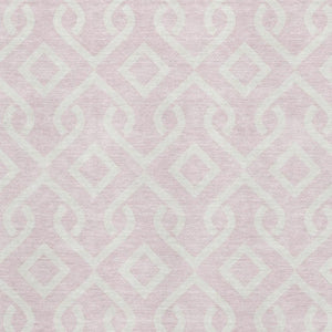 HomeRoots 5' X 8' Pink And Ivory Geometric Area Rug - Durable, Washable, UV-Protected for Modern Spaces! 652547