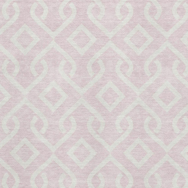 HomeRoots 5' X 8' Pink And Ivory Geometric Area Rug - Durable, Washable, UV-Protected for Modern Spaces! 652547