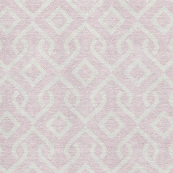 HomeRoots 8' X 10' Pink and Ivory Geometric Washable Area Rug - Stylish, UV-Protected, Easy-Care for Modern Spaces 652549