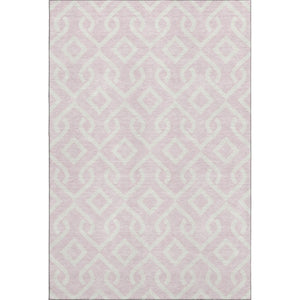 HomeRoots 9' X 12' Pink and Ivory Geometric Area Rug - Washable, UV Protected, Durable & Stylish for Any Room 652550