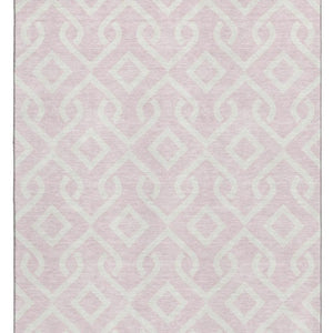 HomeRoots 9' X 12' Pink and Ivory Geometric Area Rug - Washable, UV Protected, Durable & Stylish for Any Room 652550