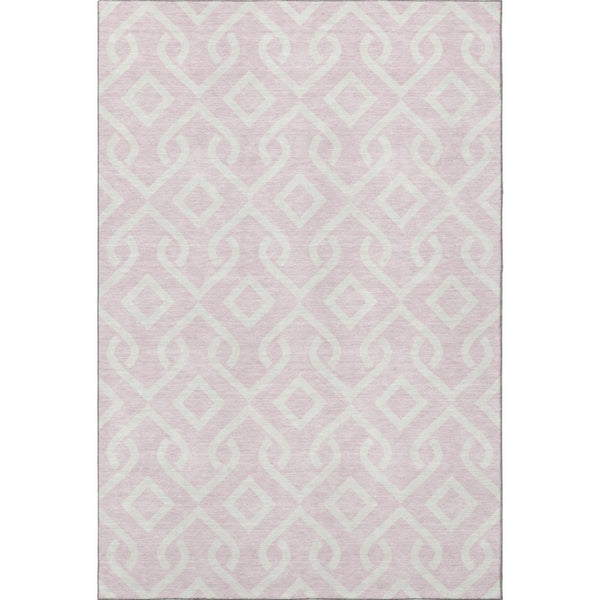 HomeRoots 10' X 14' Pink And Ivory Geometric Area Rug – Stylish, Washable, UV-Protected for Family Spaces! 652551