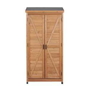 English Elm Outdoor Cedar Storage Cabinet Farmhouse Vertical Shed for Backyard Patio Garden Tools W2640P291256
