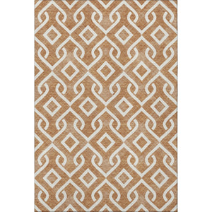 HomeRoots 5' X 8' Chili Red & Ivory Geometric Washable Area Rug - Durable, UV-Protected, Modern Design! 652553