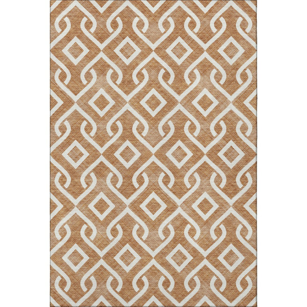 HomeRoots 5' X 8' Chili Red & Ivory Geometric Washable Area Rug - Durable, UV-Protected, Modern Design! 652553
