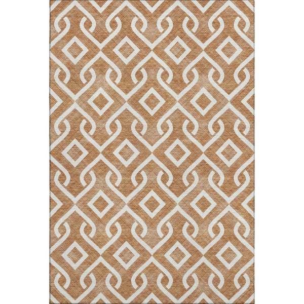 HomeRoots 8' X 10' Chili Red Geometric Washable Area Rug with UV Protection – Stylish, Durable & Easy Care! 652555