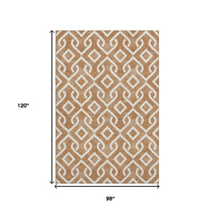 HomeRoots 8' X 10' Chili Red Geometric Washable Area Rug with UV Protection – Stylish, Durable & Easy Care! 652555