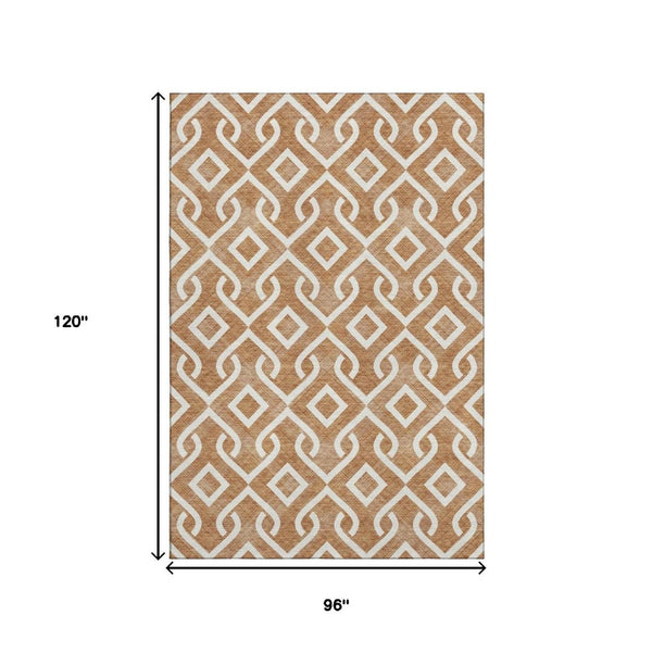 HomeRoots 8' X 10' Chili Red Geometric Washable Area Rug with UV Protection – Stylish, Durable & Easy Care! 652555