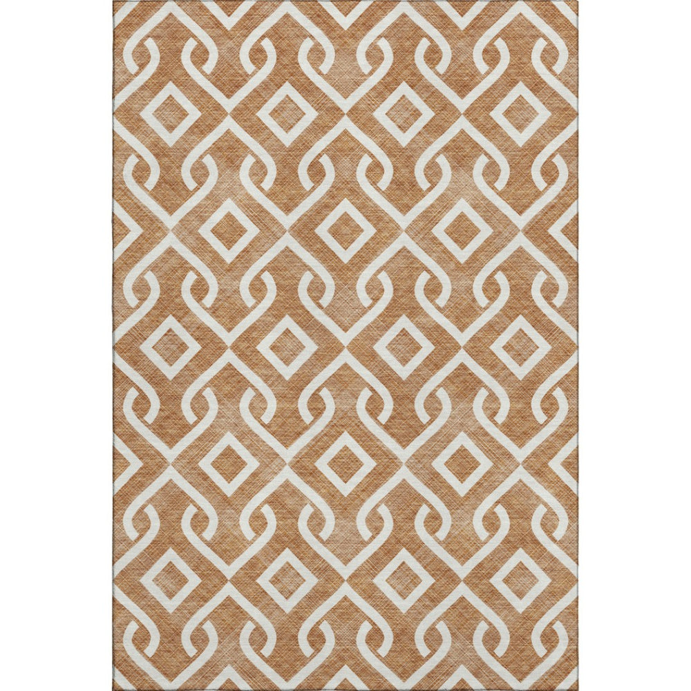 HomeRoots 9' X 12' Chili Red & Ivory Geometric Area Rug - Stain-Resistant, UV-Protected, Modern Design for Any Space 652556