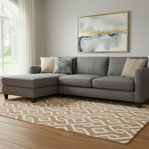 HomeRoots 10' Chili Red & Ivory Geometric Area Rug - Washable, UV Resistant, Durable, Perfect for Busy Homes 652557