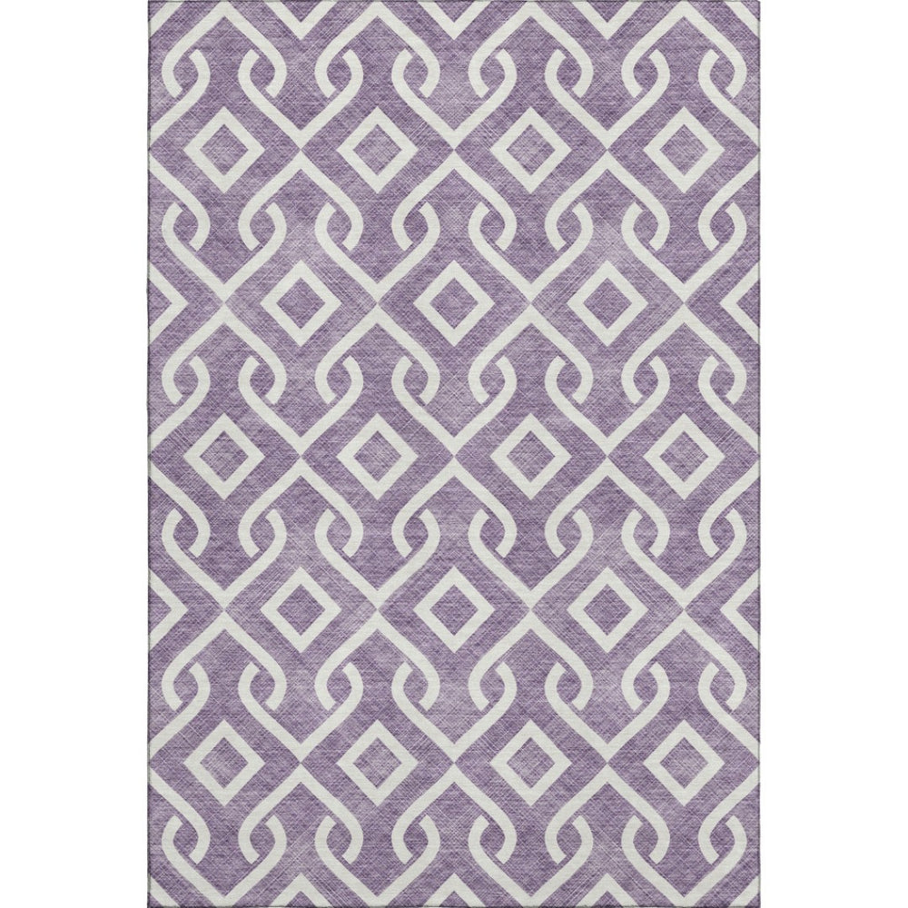 HomeRoots 8' X 10' Purple and Ivory Geometric Area Rug - Durable, Washable, UV-Protected for High Traffic Homes 652561