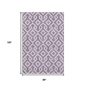 HomeRoots 8' X 10' Purple and Ivory Geometric Area Rug - Durable, Washable, UV-Protected for High Traffic Homes 652561