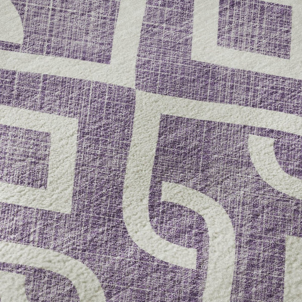 HomeRoots 10' X 14' Purple And Ivory Geometric Area Rug - Stylish, Washable & UV Protected for Busy Homes 652563