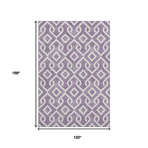 HomeRoots 10' X 14' Purple And Ivory Geometric Area Rug - Stylish, Washable & UV Protected for Busy Homes 652563