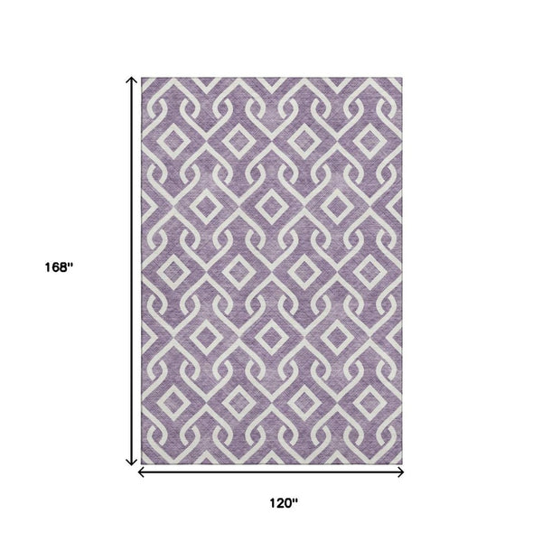 HomeRoots 10' X 14' Purple And Ivory Geometric Area Rug - Stylish, Washable & UV Protected for Busy Homes 652563