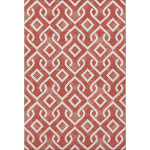 HomeRoots 10' X 14' Red and Ivory Geometric Area Rug - Stylish, Washable, UV-Protected for Busy Homes 652569