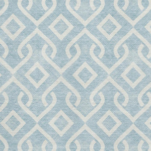 HomeRoots 5' X 8' Sky Blue & Ivory Geometric Washable Area Rug – UV Resistant, Stain-Proof, Ideal for Families 652571