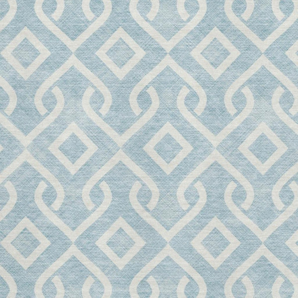 HomeRoots 5' X 8' Sky Blue & Ivory Geometric Washable Area Rug – UV Resistant, Stain-Proof, Ideal for Families 652571