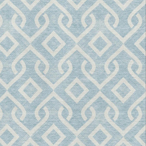 HomeRoots 9' X 12' Sky Blue & Ivory Geometric Area Rug - Washable, Stain-Resistant, UV-Protected for Homes 652574