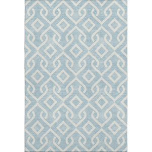 HomeRoots 10' X 14' Sky Blue Geometric Washable Area Rug with UV Protection for Modern Homes & Active Lifestyles 652575