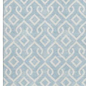 HomeRoots 10' X 14' Sky Blue Geometric Washable Area Rug with UV Protection for Modern Homes & Active Lifestyles 652575