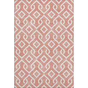 HomeRoots 9' X 12' Salmon and Ivory Geometric Area Rug - Durable, Washable, UV-Protected for Homes with Kids & Pets 652580