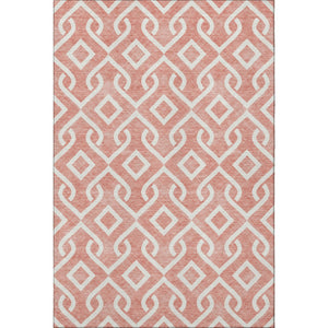 HomeRoots 10' X 14' Salmon & Ivory Geometric Washable Area Rug – Durable, Stylish, UV-Protected for Modern Living 652581