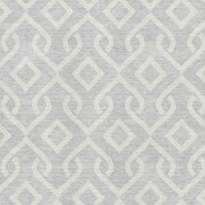 HomeRoots 5' Modern Silver and Ivory Geometric Washable Area Rug with UV Protection for Stylish Durability 652583