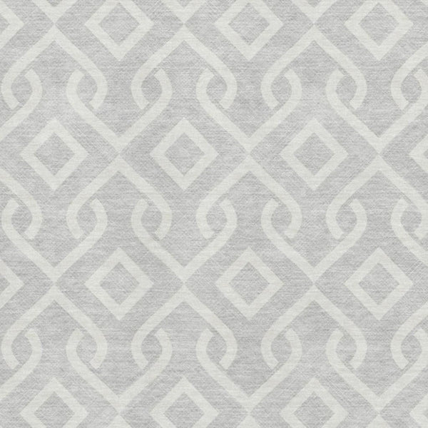 HomeRoots 5' Modern Silver and Ivory Geometric Washable Area Rug with UV Protection for Stylish Durability 652583