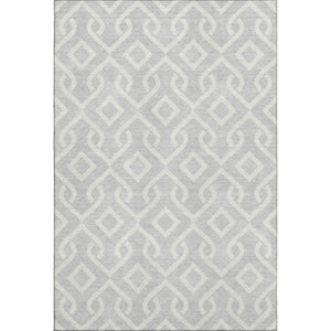 HomeRoots 8' X 10' Stylish Silver and Ivory Geometric Area Rug - Washable, UV Protected, Perfect for Any Room 652585