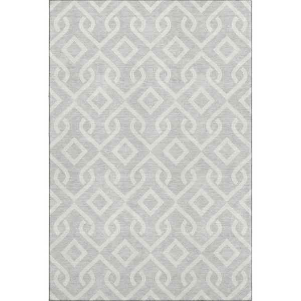 HomeRoots 8' X 10' Stylish Silver and Ivory Geometric Area Rug - Washable, UV Protected, Perfect for Any Room 652585