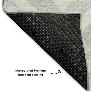 HomeRoots 8' X 10' Stylish Silver and Ivory Geometric Area Rug - Washable, UV Protected, Perfect for Any Room 652585