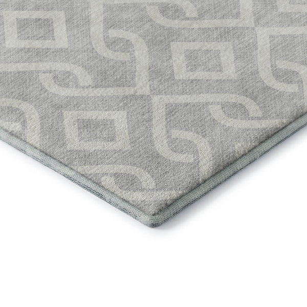HomeRoots 8' X 10' Stylish Silver and Ivory Geometric Area Rug - Washable, UV Protected, Perfect for Any Room 652585