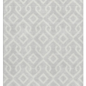 HomeRoots 8' X 10' Stylish Silver and Ivory Geometric Area Rug - Washable, UV Protected, Perfect for Any Room 652585