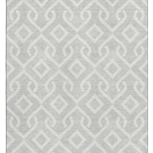 HomeRoots 8' X 10' Stylish Silver and Ivory Geometric Area Rug - Washable, UV Protected, Perfect for Any Room 652585