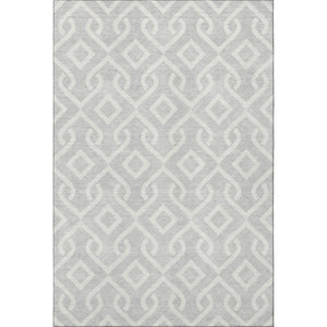 HomeRoots 9' X 12' Stylish Silver & Ivory Geometric Area Rug - Durable, Washable, UV-Protected for High Traffic Spaces 652586