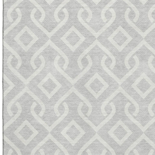 HomeRoots 10' X 14' Silver & Ivory Geometric Area Rug - Durable, Washable, UV-Protected for Modern Spaces 652587