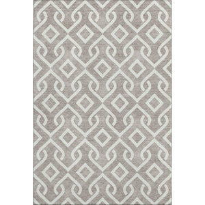 HomeRoots 9' X 12' Taupe & Ivory Geometric Area Rug - Stylish, Washable, UV-Protected for Busy Homes 652598